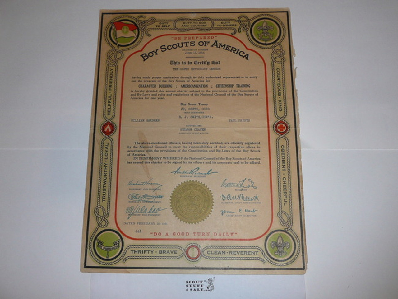 1941 Boy Scout Troop Charter, February