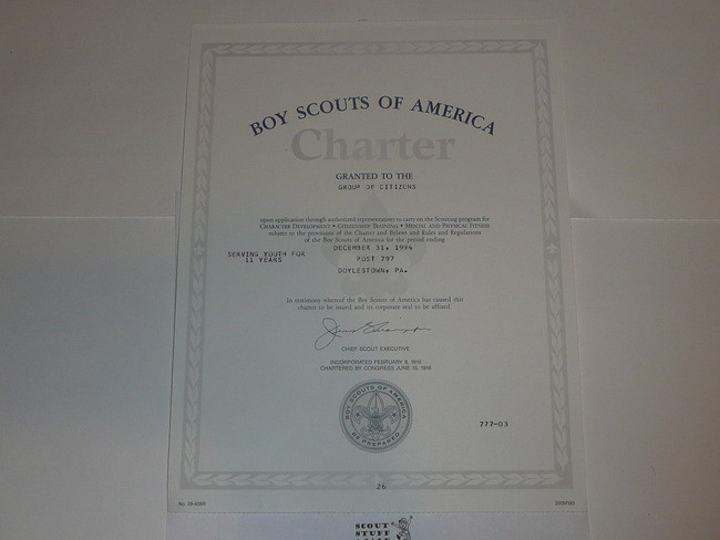 1994 Explorer Scout Post Charter, December, 11 year troop