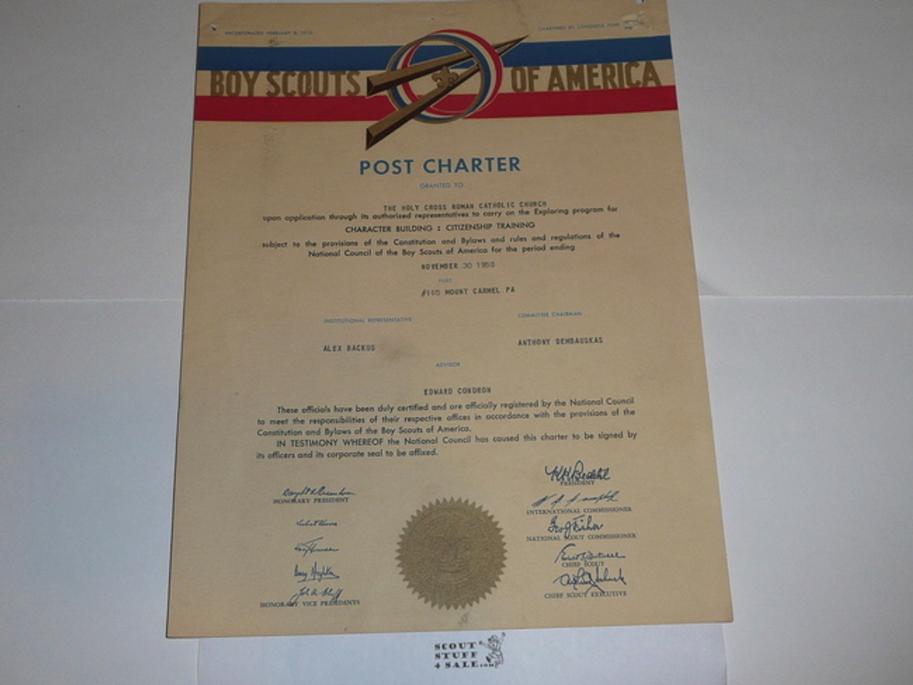 1959 Explorer Scout Post Charter, November, PA