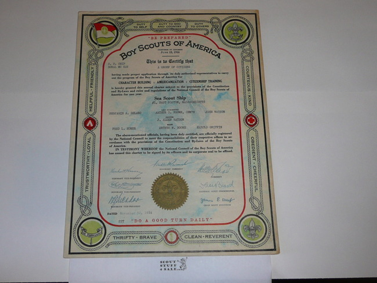 1934 Sea Scout Ship Charter, November