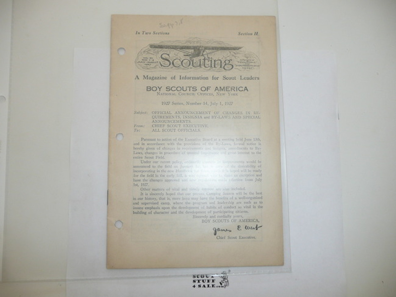 1927, July/August Scouting Magazine Vol 15 #7/8, Supplement
