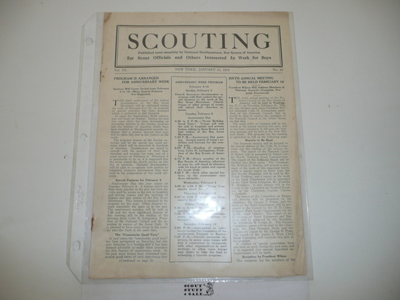 1916, January 15 Scouting Magazine Vol 3 #18