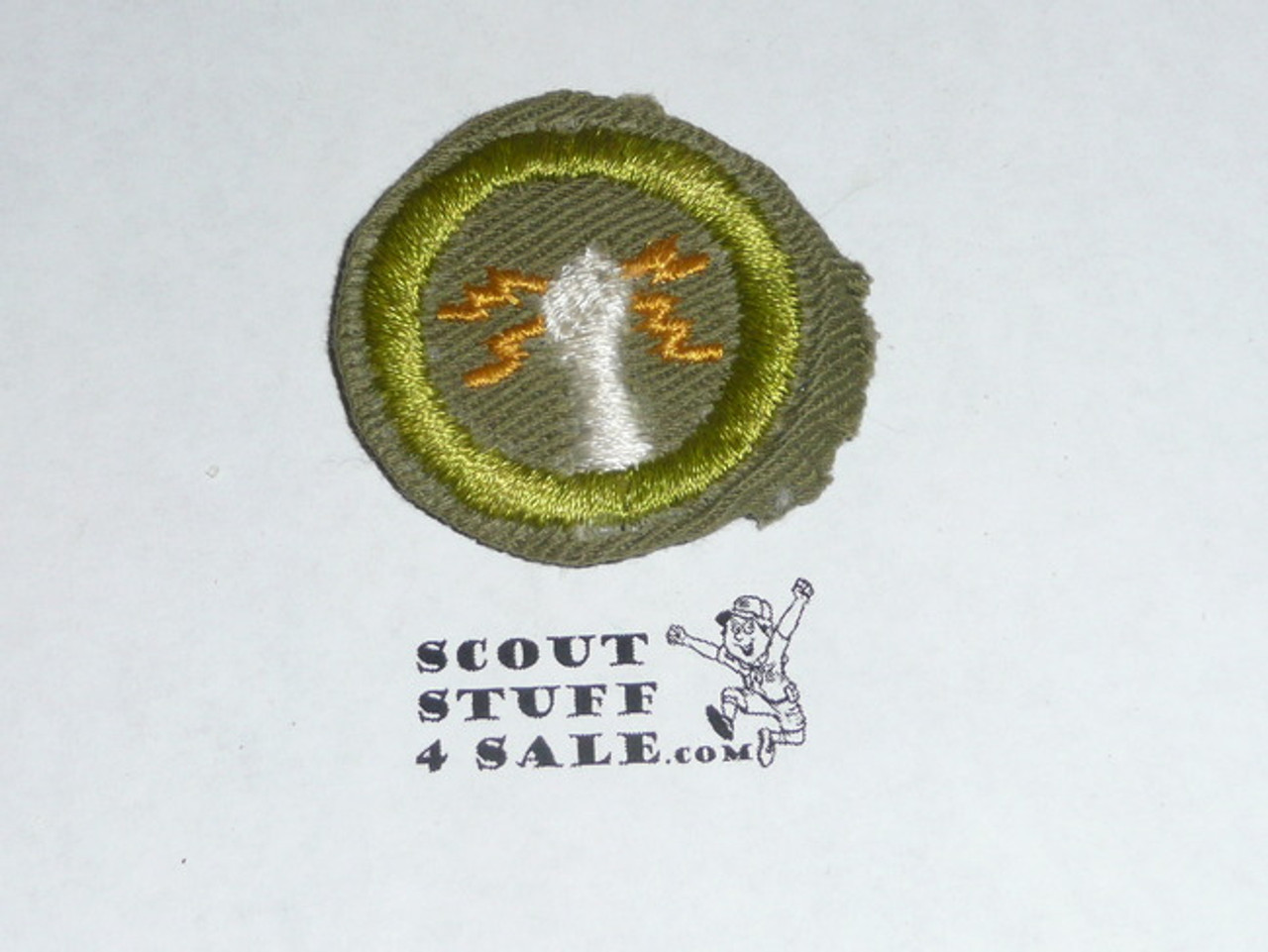 Electricity - Type E - Khaki Crimped Merit Badge (1947-1960)