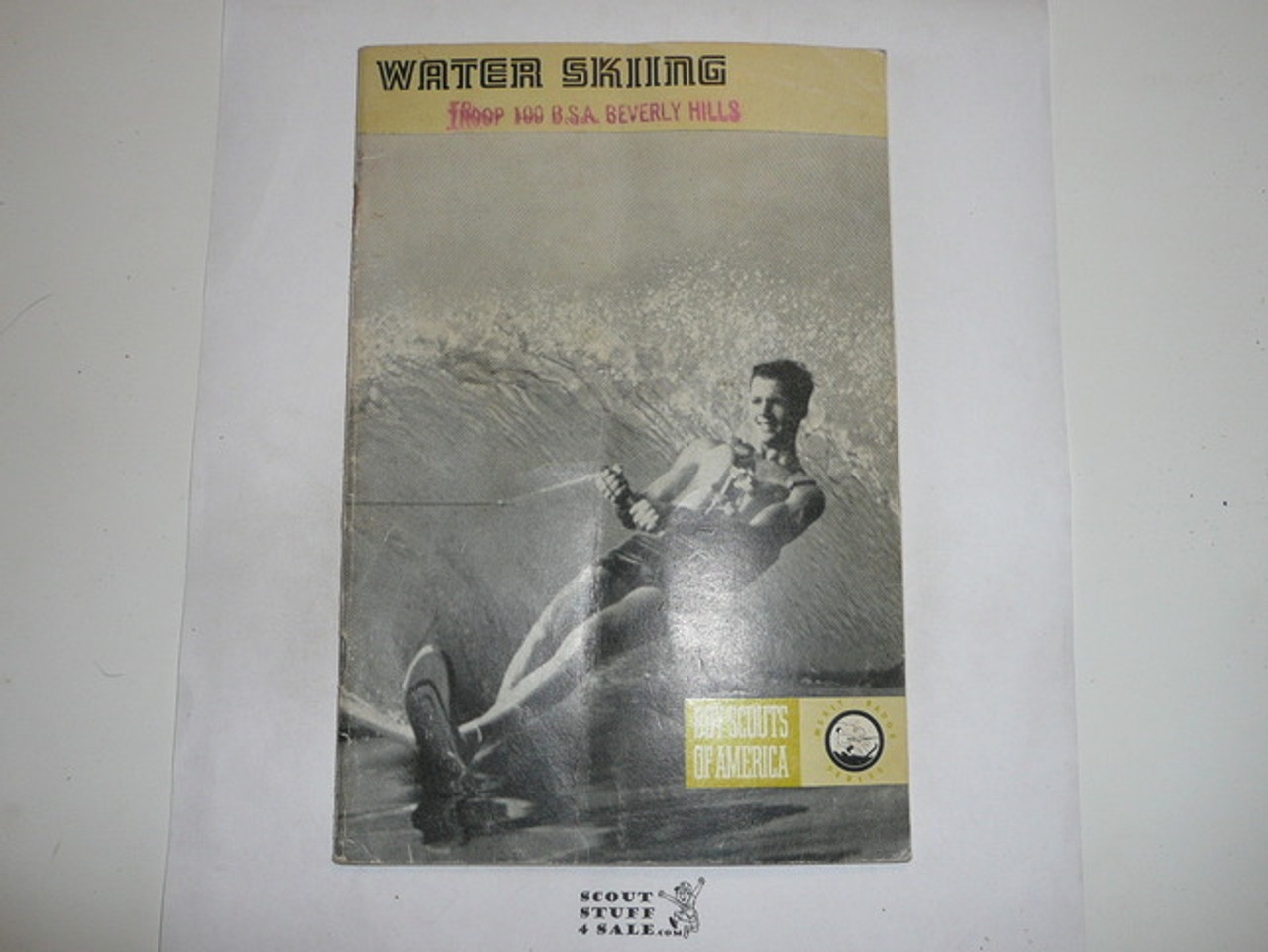 Water Skiing Merit Badge Pamphlet, Type 8, Green Band Cover, 3-74 Printing