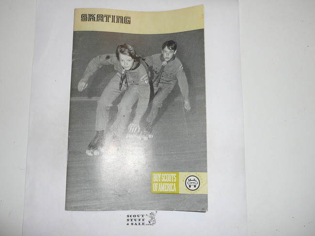 Skating Merit Badge Pamphlet, Type 8, Green Band Cover, 12-73 Printing