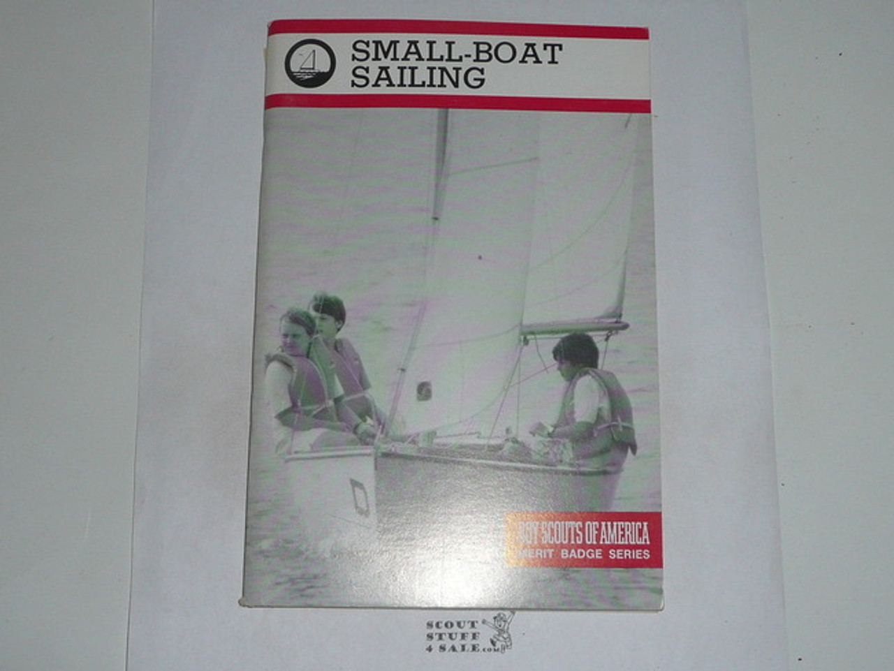 Small Boat Sailing Merit Badge Pamphlet, Type 9, Red Band Cover, 1-89 Printing