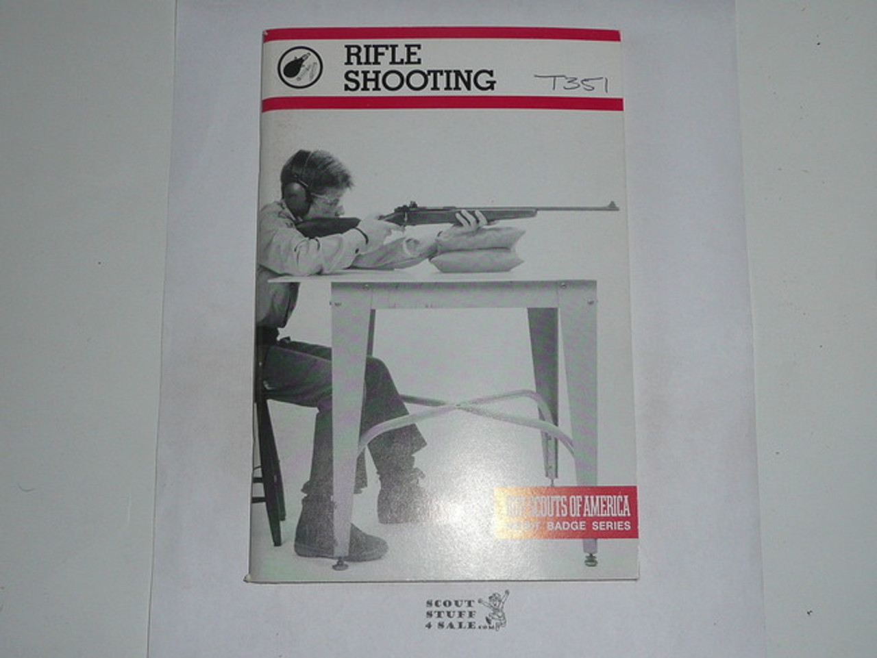 Rifle Shooting Merit Badge Pamphlet, Type 9, Red Band Cover, 2-89 Printing