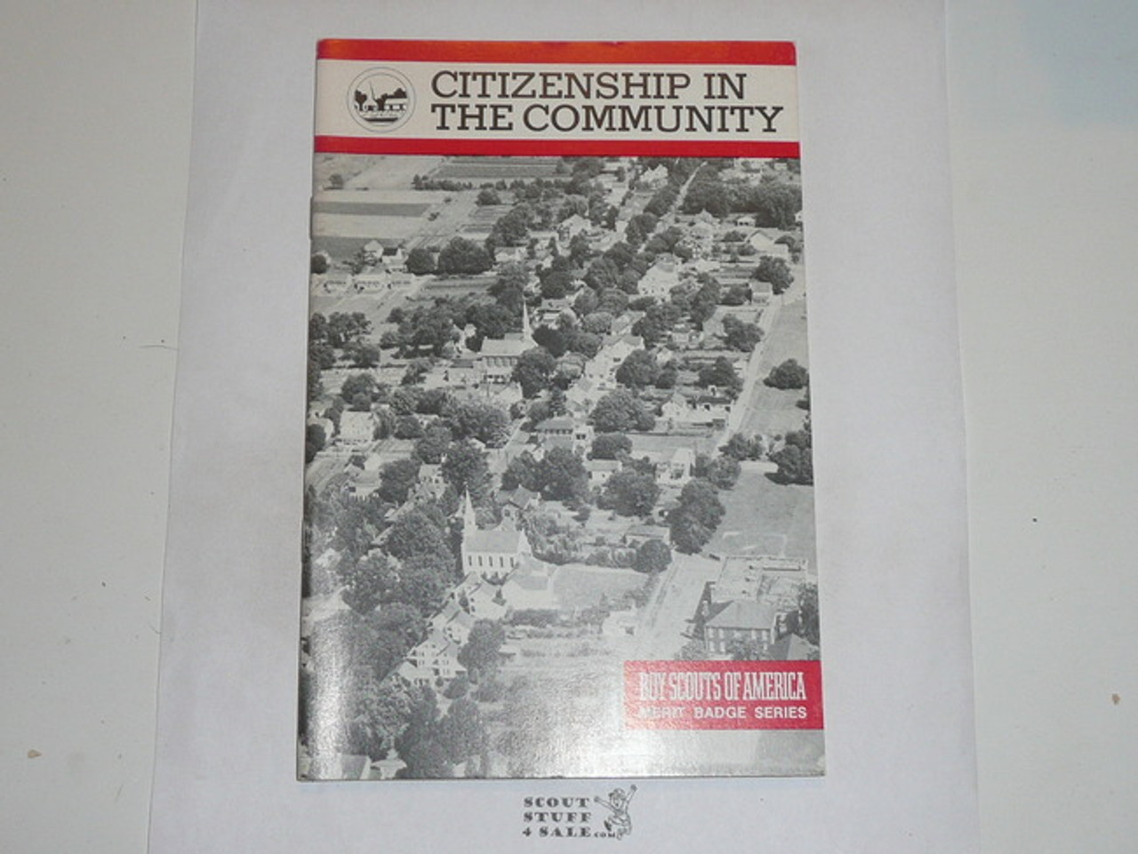 Citizenship in the Community Merit Badge Pamphlet, Type 9, Red Band Cover, 3-84 Printing