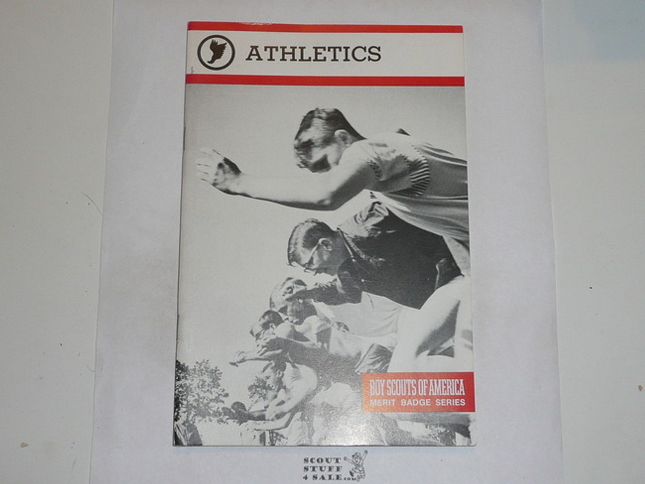 Athletics Merit Badge Pamphlet, Type 9, Red Band Cover, 1-87 Printing