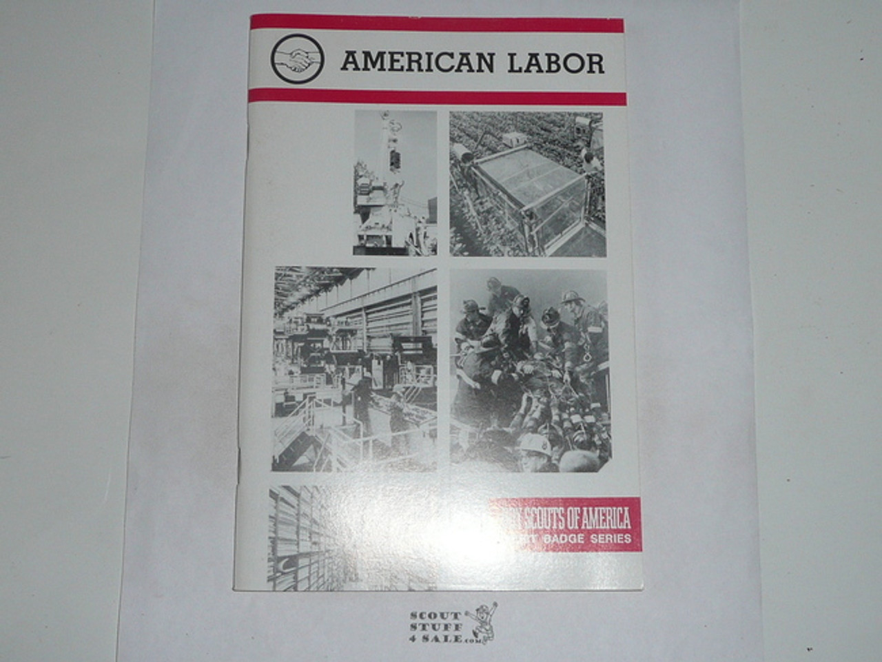 American Labor Merit Badge Pamphlet, Type 9, Red Band Cover, 9-87 Printing