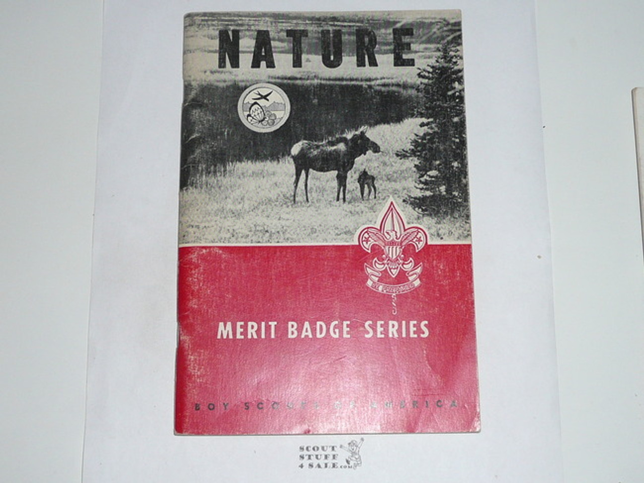 Nature Merit Badge Pamphlet, Type 6, Picture Top Red Bottom Cover, 5-65 Printing