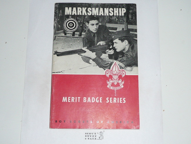 Marksmanship  Merit Badge Pamphlet, Type 6, Picture Top Red Bottom Cover, 2-60 Printing