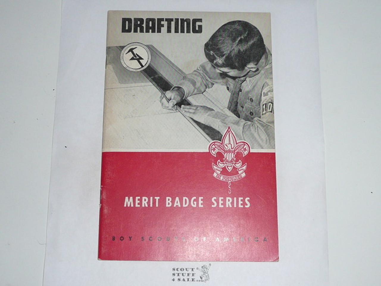 Drafting Merit Badge Pamphlet, Type 6, Picture Top Red Bottom Cover, 10-65 Printing