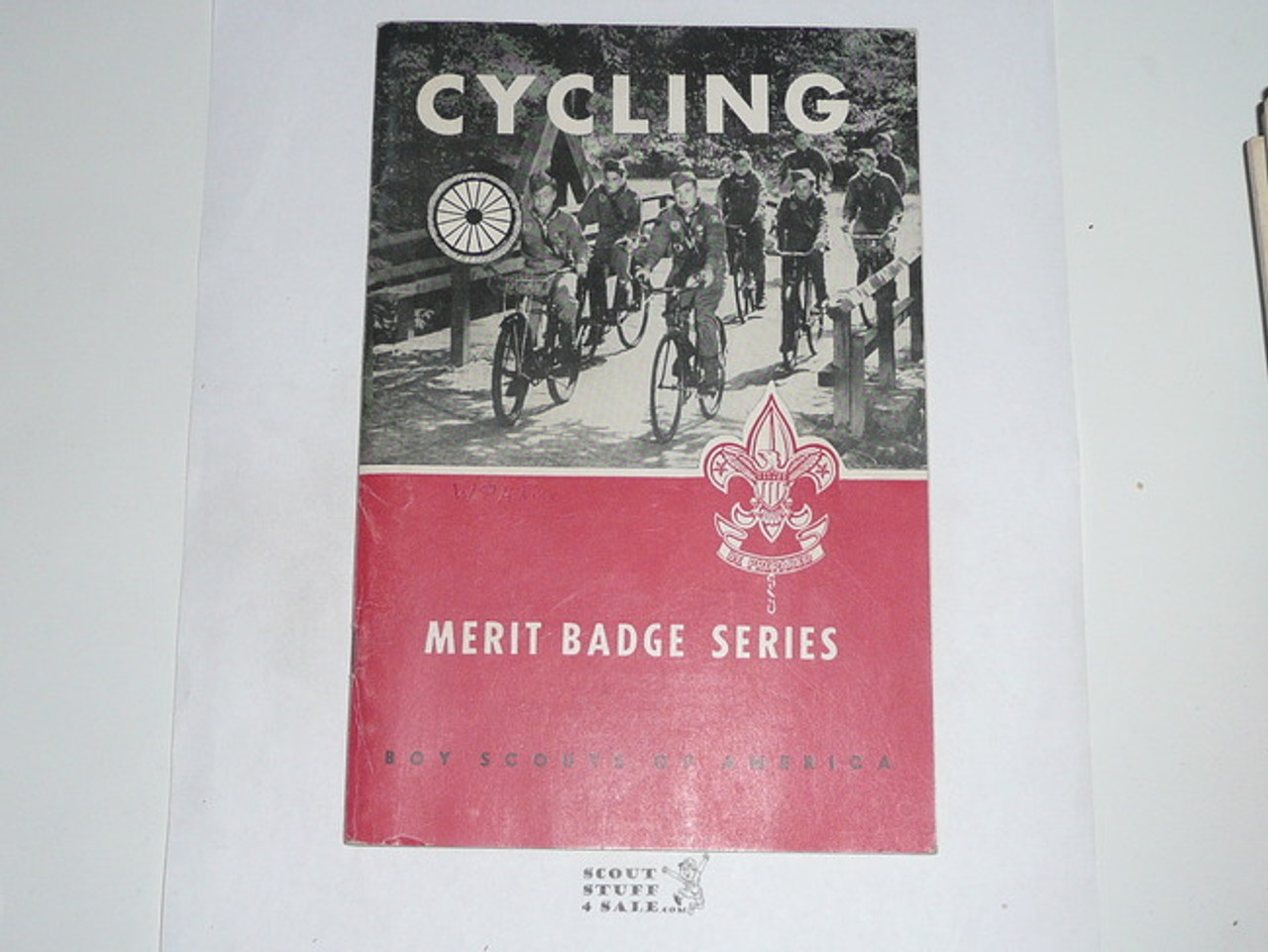 Cycling Merit Badge Pamphlet, Type 6, Picture Top Red Bottom Cover, 8-62 Printing