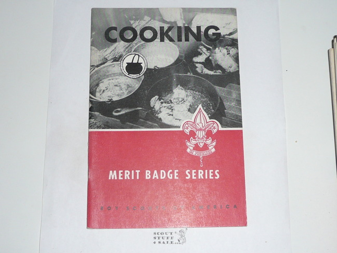 Cooking Merit Badge Pamphlet, Type 6, Picture Top Red Bottom Cover, 5-62 Printing