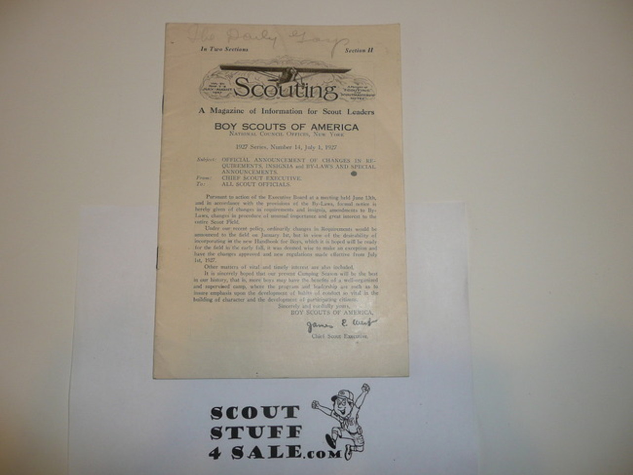 1927 Professional Bulletin for Scout Executives