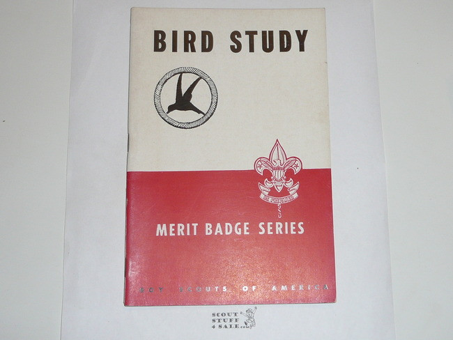 Bird Study Merit Badge Pamphlet, Type 5, Red/Wht Cover, 3-46 Printing