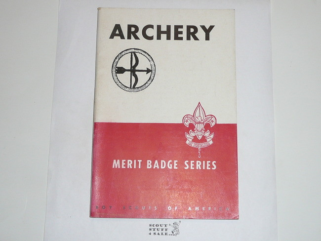 Archery Merit Badge Pamphlet, Type 5, Red/Wht Cover, 11-45 Printing