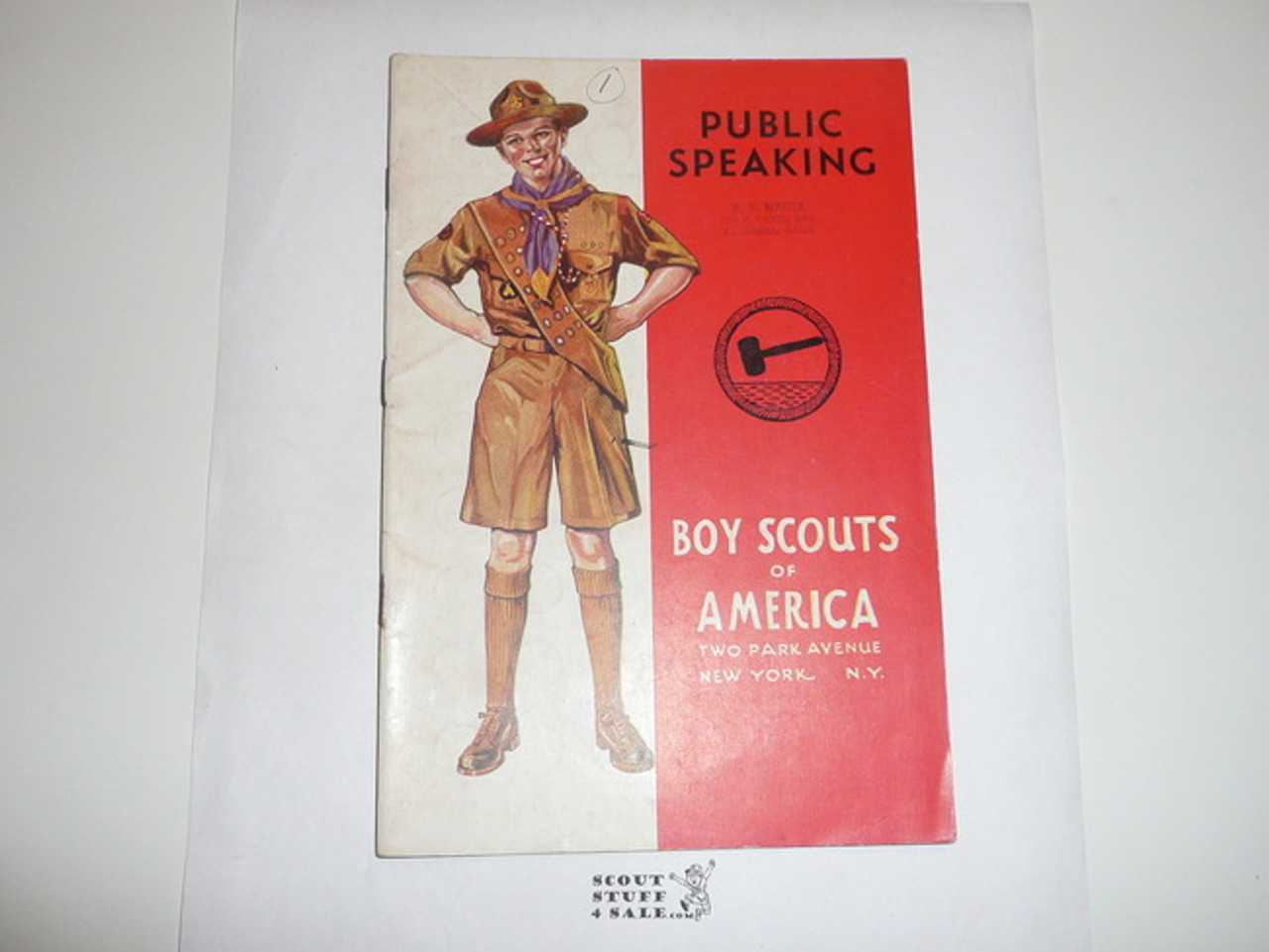 Public Speaking Merit Badge Pamphlet, Type 4, Standing Scout Cover, 5-42 Printing