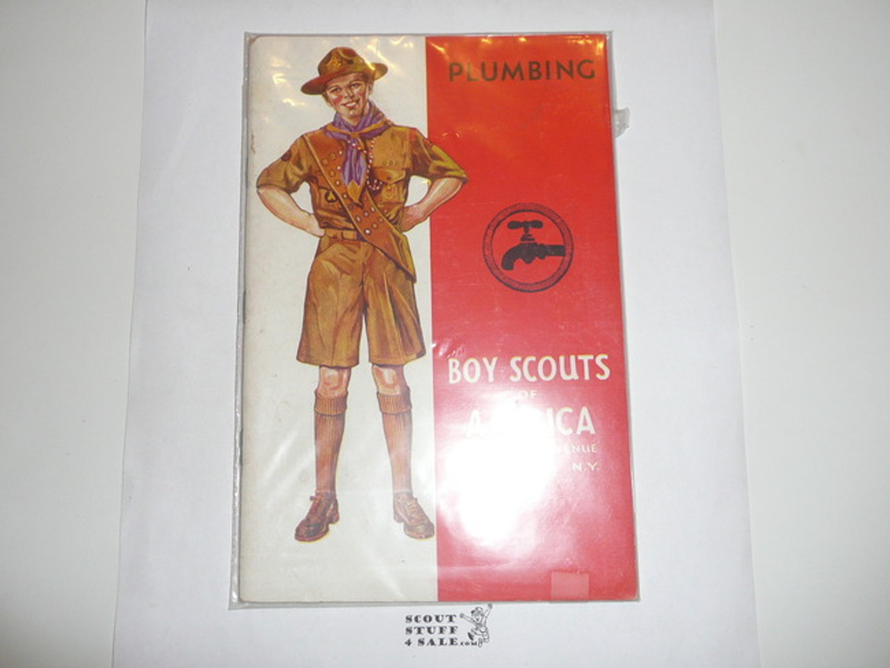 Plumbing Merit Badge Pamphlet, Type 4, Standing Scout Cover, 12-40 Printing