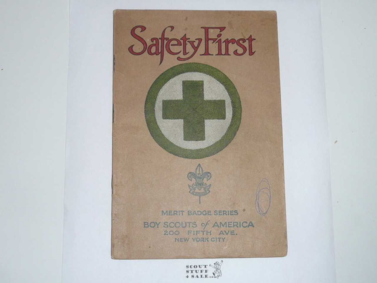 Safety First Merit Badge Pamphlet, Type 3, Tan Cover, 1925 Printing