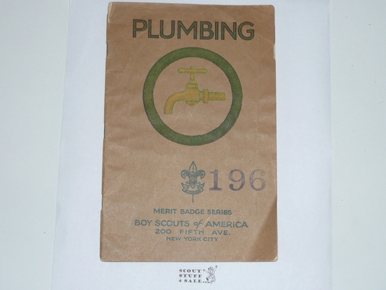 Plumbing Merit Badge Pamphlet, Type 3, Tan Cover, 1928 Printing