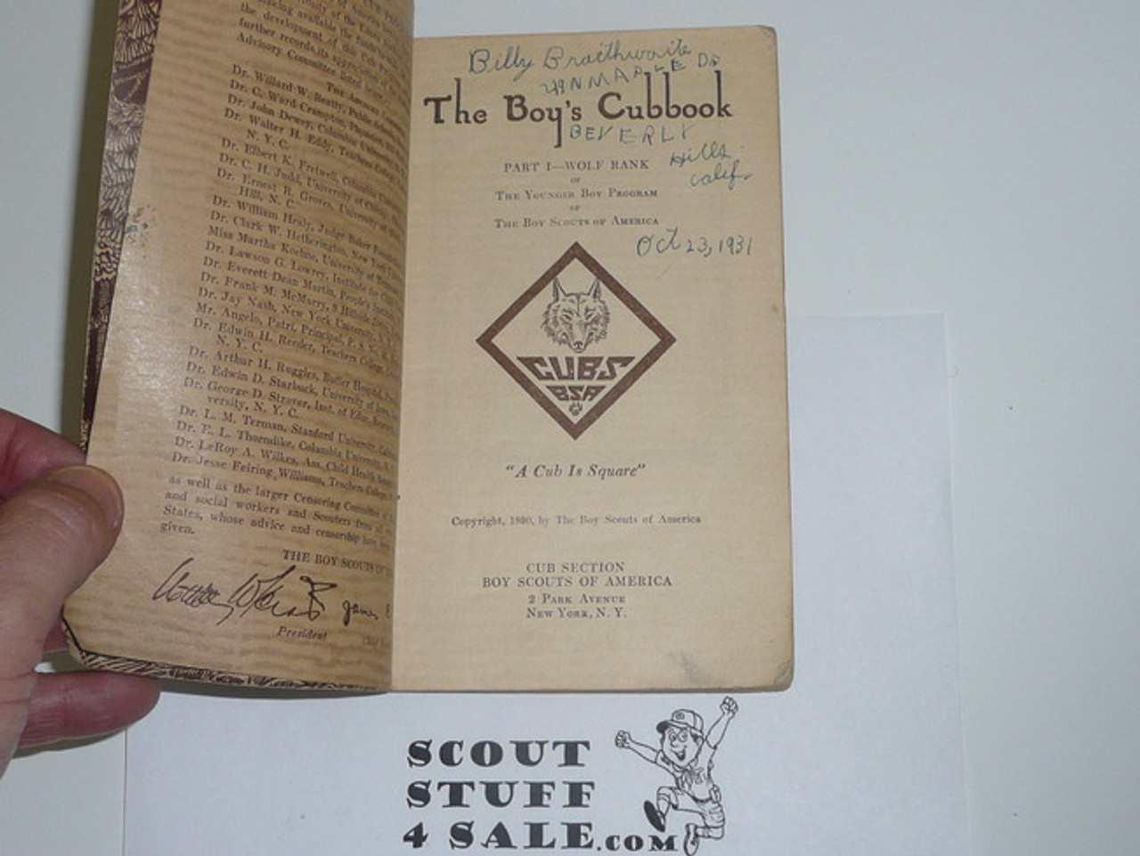 1930 Wolf Cub Scout Handbook, 1st Edition