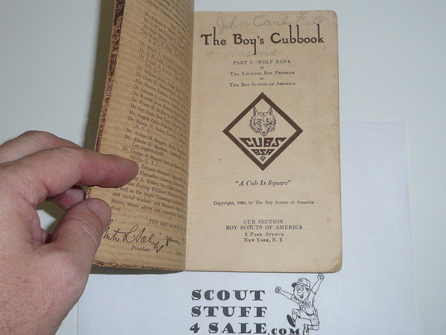 1930 Wolf Cub Scout Handbook #2, 1st Printing