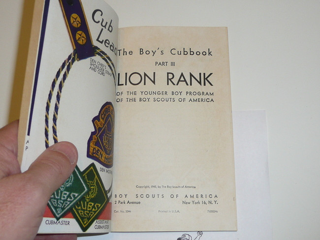 1943 Lion Rank Handbook, 3-46 Printing
