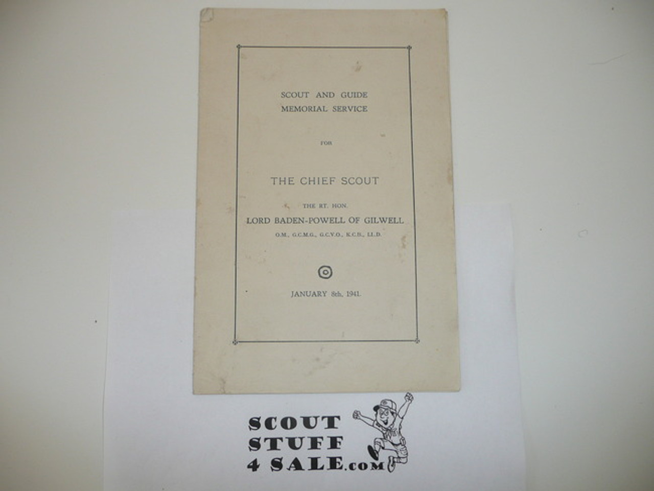 1941 Scout and Guide Memorial Service Program for Baden Powell