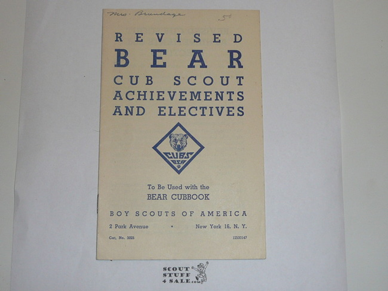 1947 Revised Bear Cub Scout Requirements, 1-47 Printing