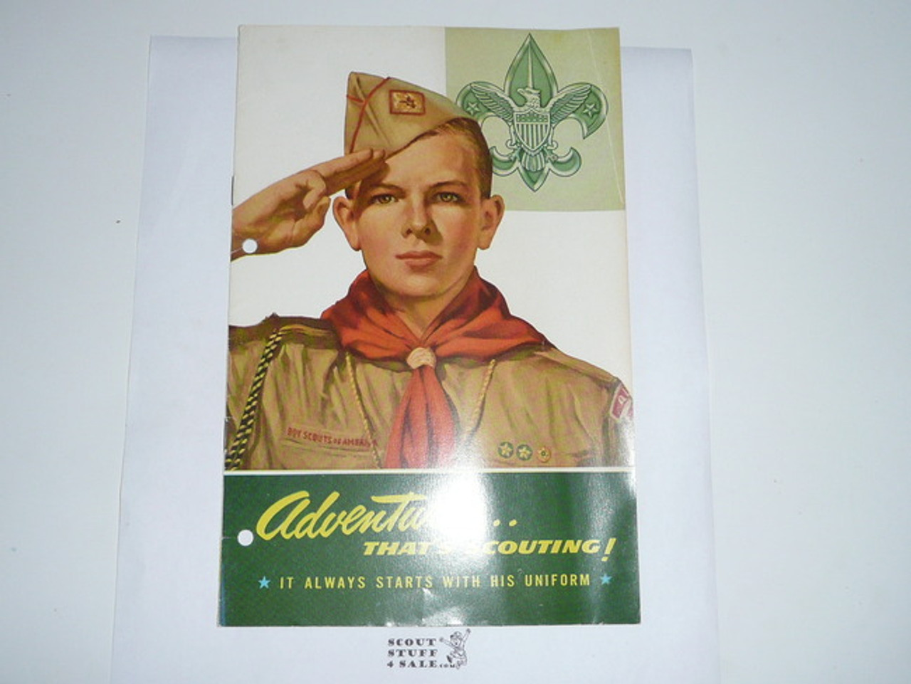 Adventure That's Scouting, 1950's Uniform Full Color Promotional Brochure #2, 2 Hole Punched