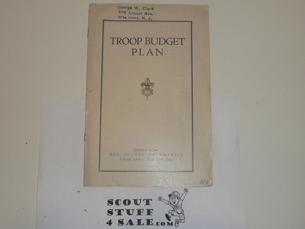 1930's Troop Budget Plan