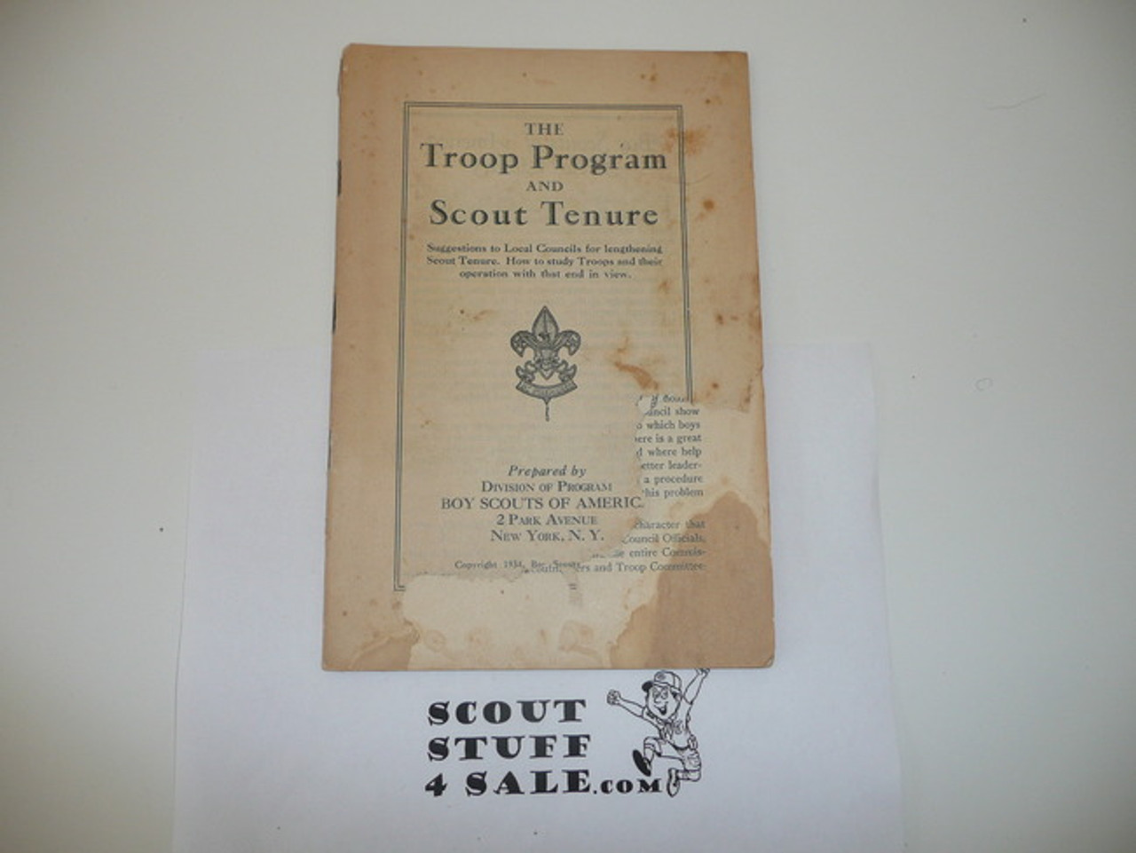 Troop Program and Scout Tenure, Boy Scout Service Library, Cover Torn, No Cover Printing, 1934