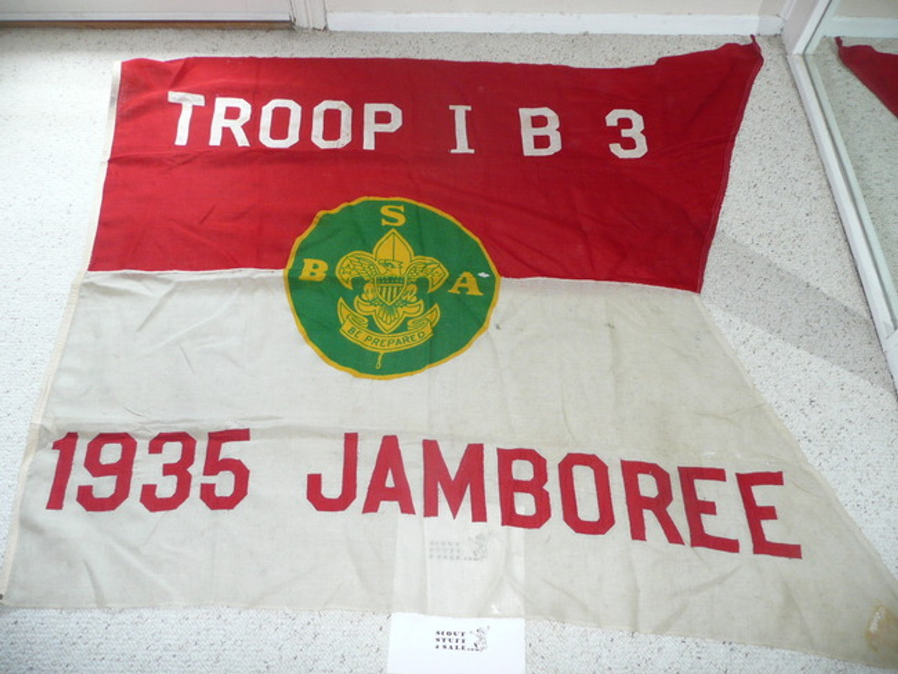 1935 National Jamboree Troop IB3 Flag, some small holes (one pictured)