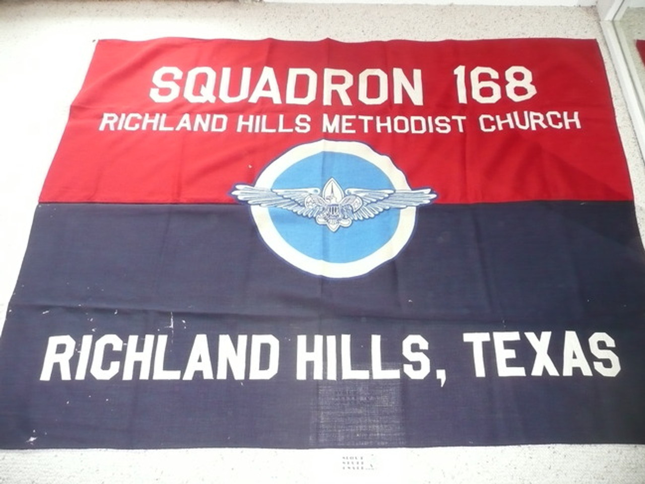 Air Scout Squadron #168 Flag, Richland Hills Texas, some small holes