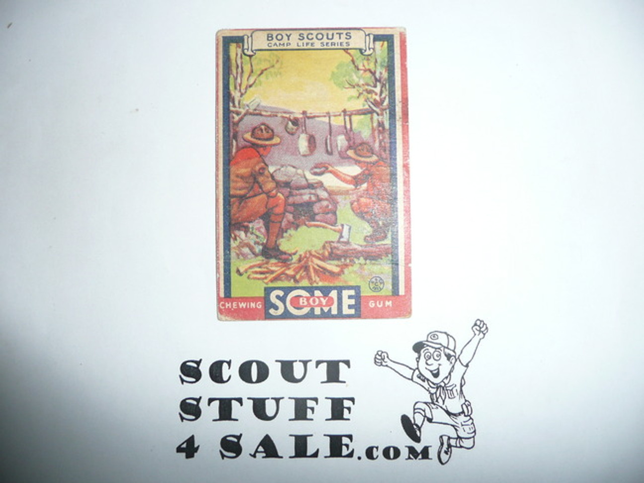 1933 Some Boy Chewing Gum Boy Scout Card Set By the Goudey Gum Company, Boston Ma, #21 A Handy Fireplace