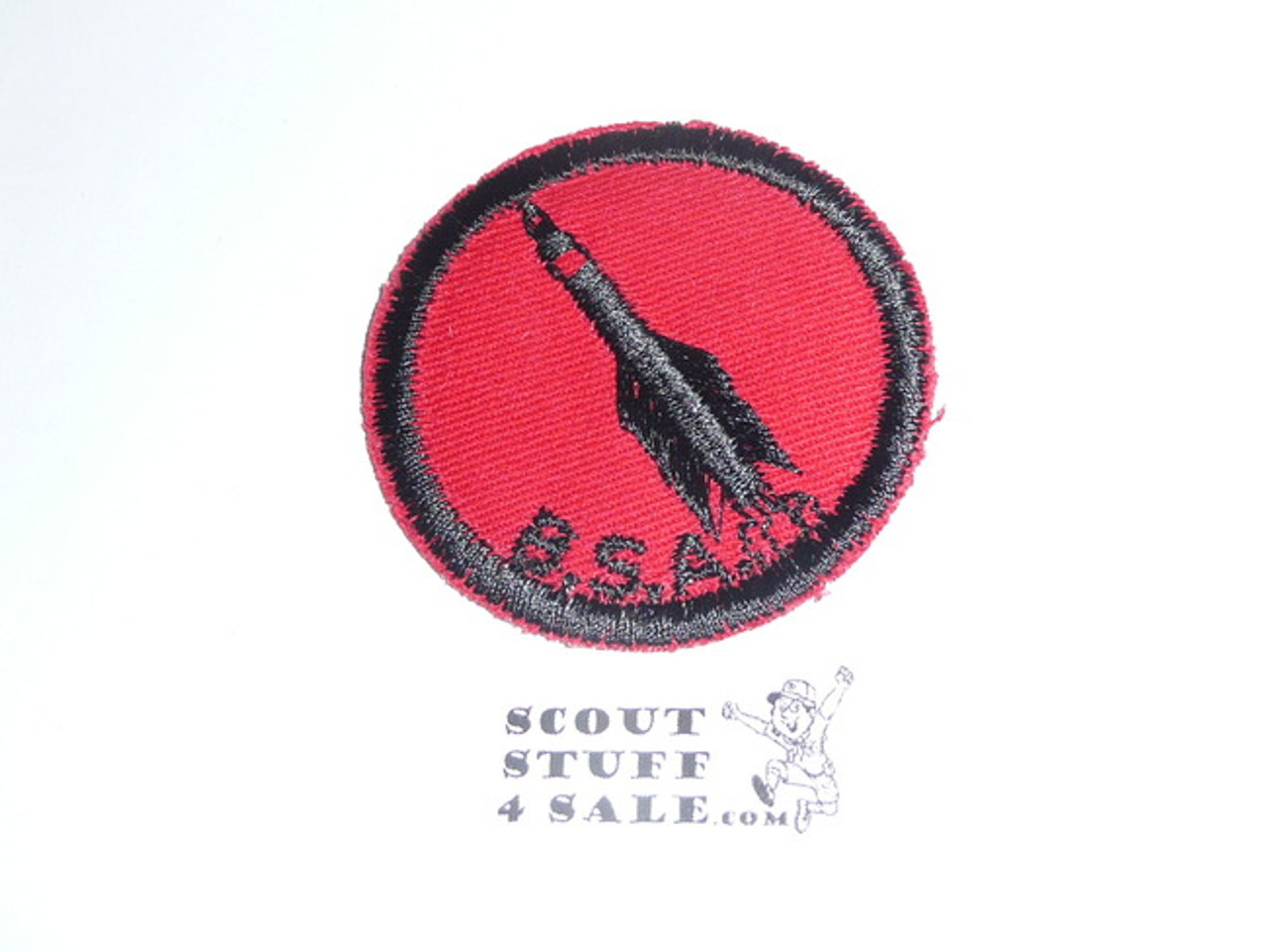 Rocket Patrol Medallion, Red Twill with red rubber backing, 1955-1971