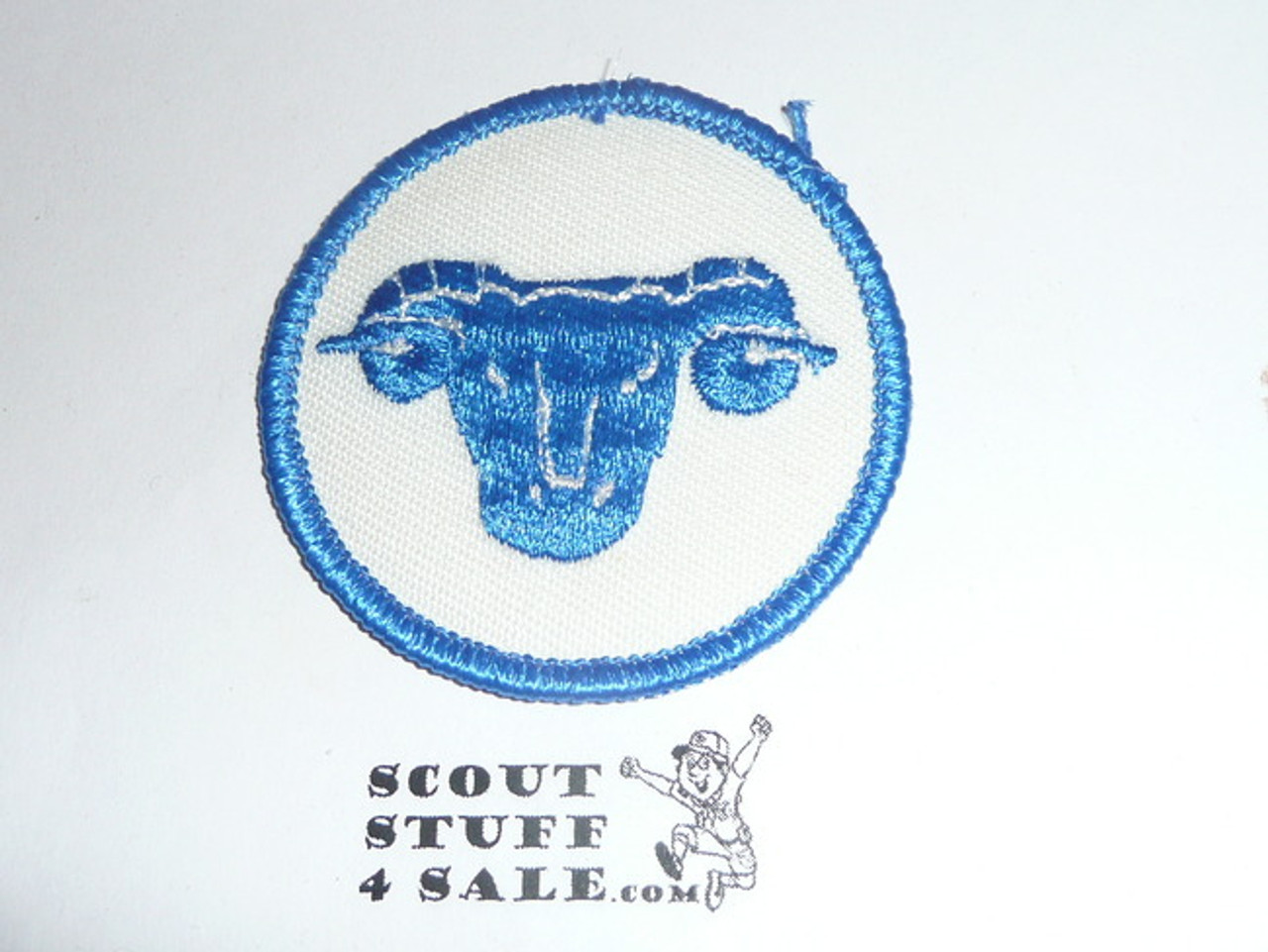 Ram Patrol Medallion, White Twill with paper back, 1972-1989