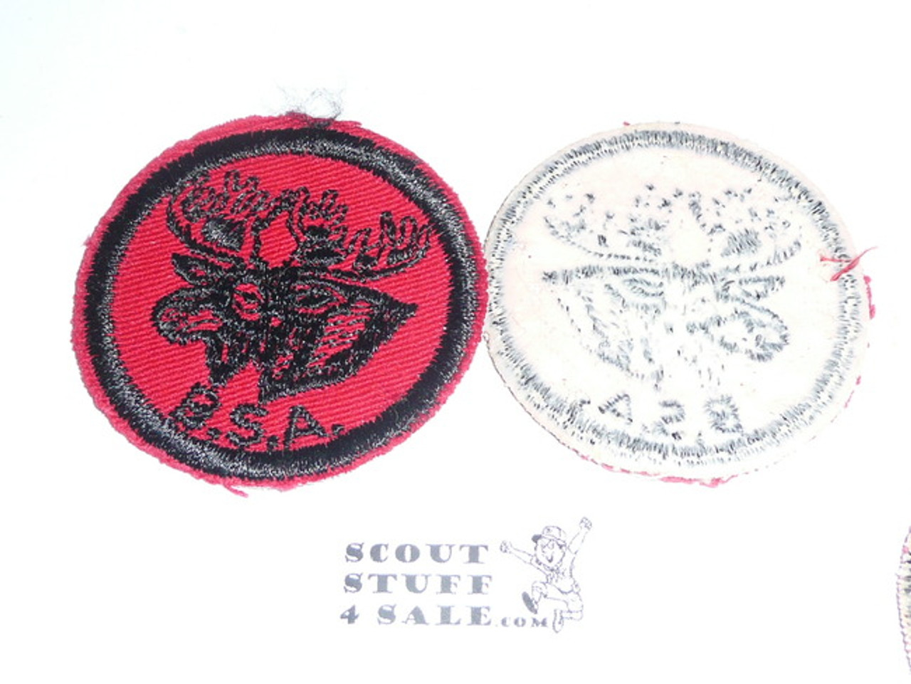 Moose Patrol Medallion, Red Twill with gum back, 1955-1971
