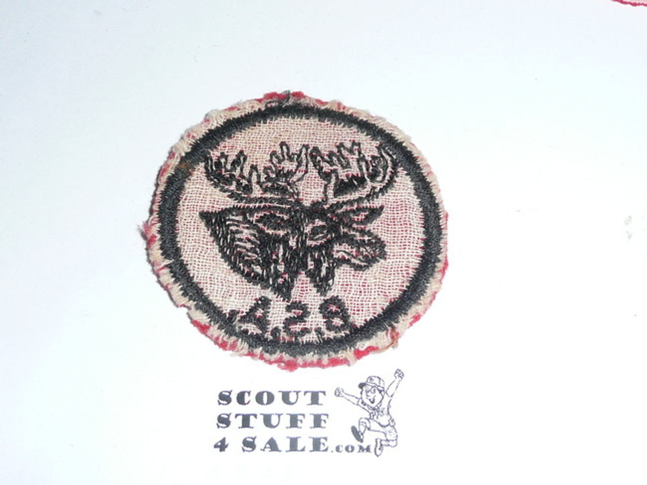 Moose Patrol Medallion, Felt w/BSA & Solid Black Ring back, 1933-1939, lt. use