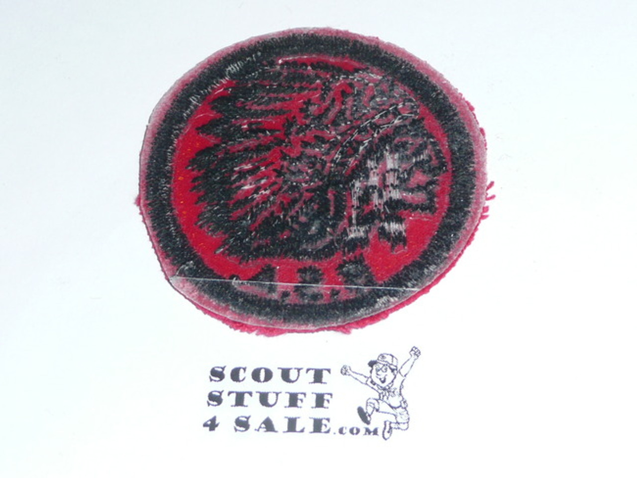 Indian Patrol Medallion, Red Twill with plastic back, 1955-1971