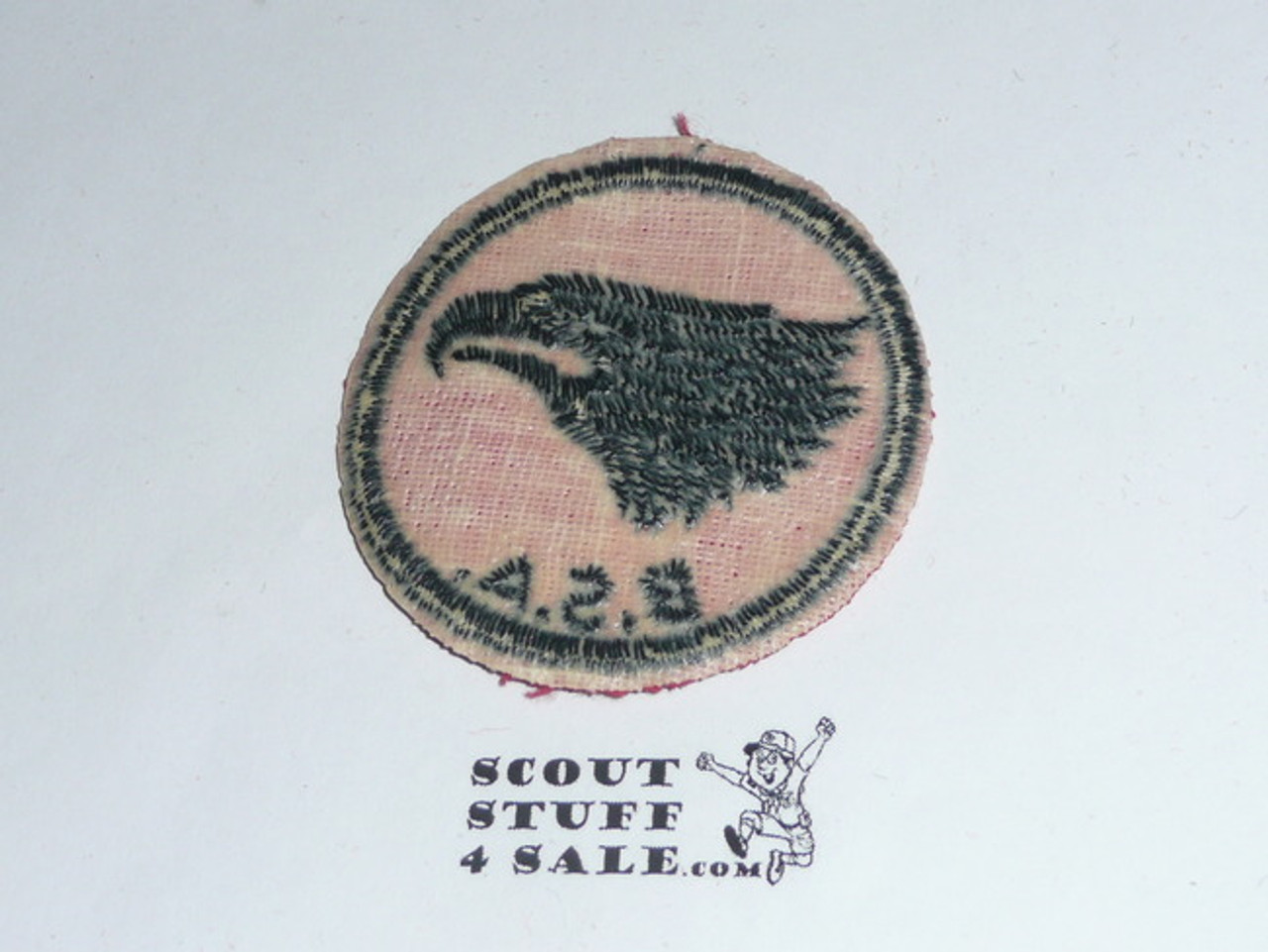 Eagle Patrol Medallion, Red Twill with plastic back, 1955-1971