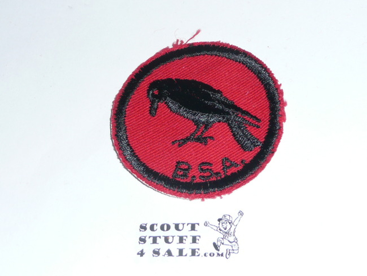 Crow Patrol Medallion, Red Twill with gum back, 1955-1971