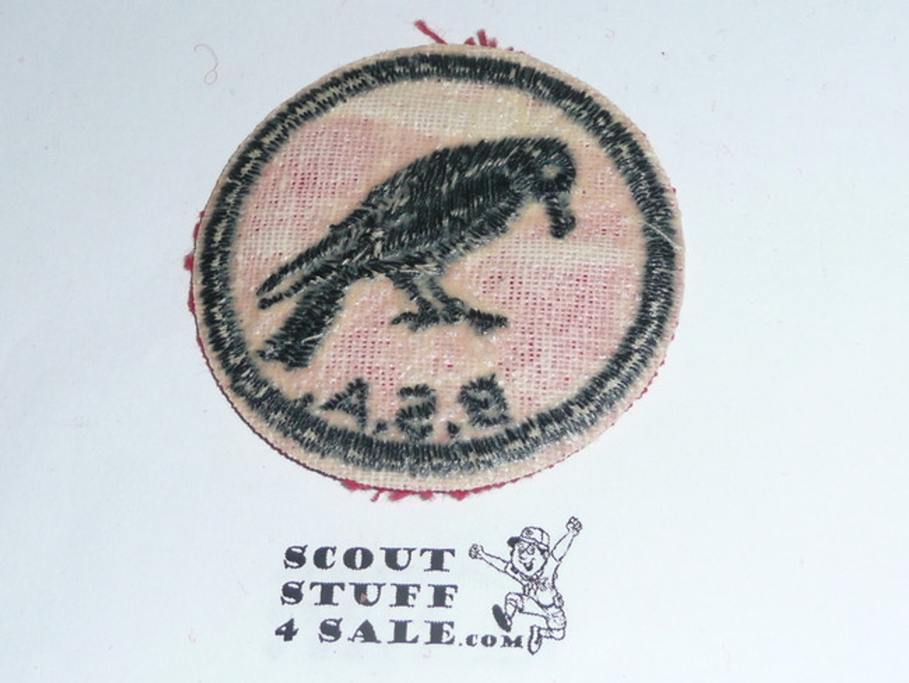 Crow Patrol Medallion, Red Twill with gum back, 1955-1971