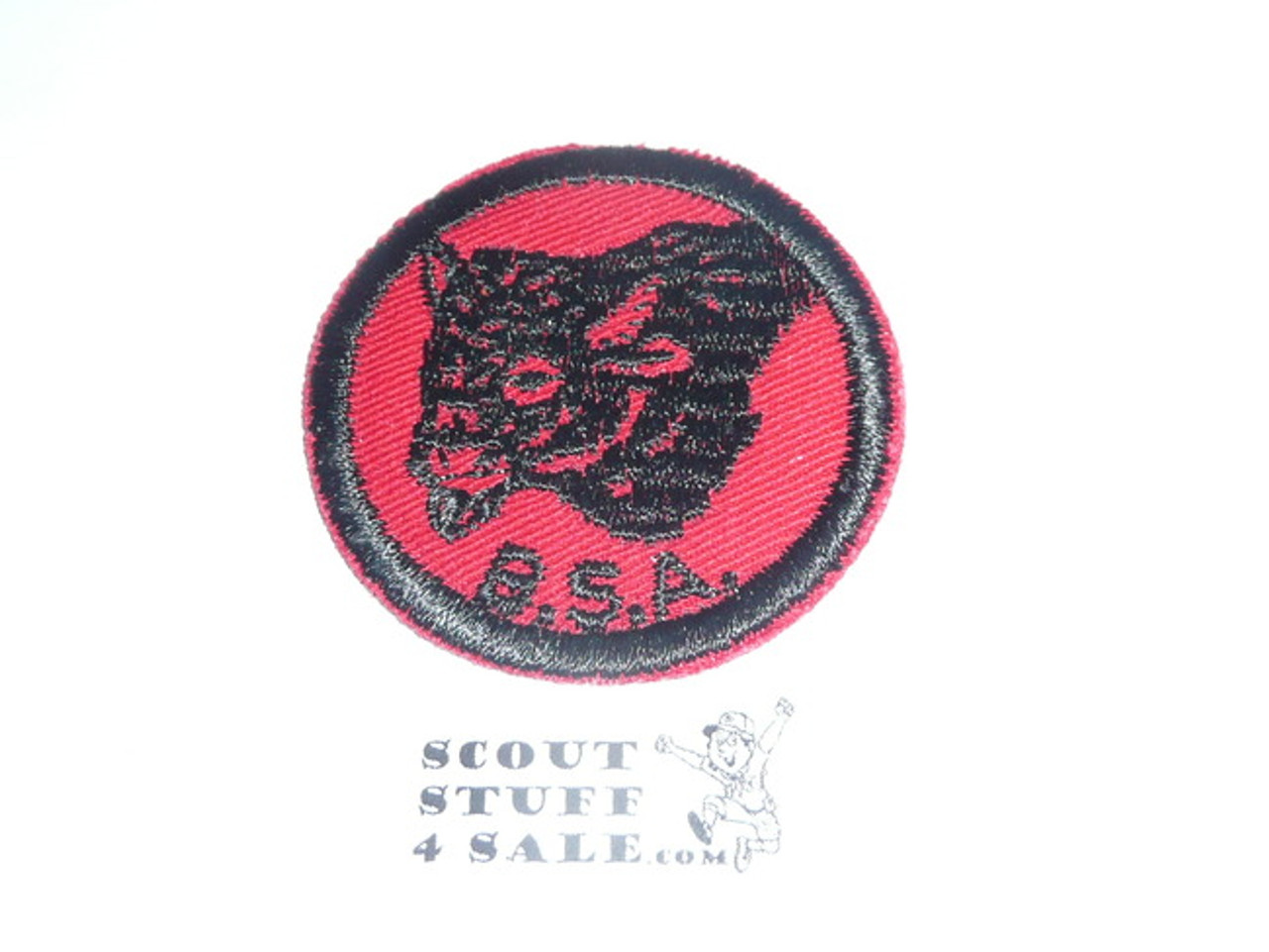 Buffalo Patrol Medallion, Red Twill with plastic back, 1955-1971