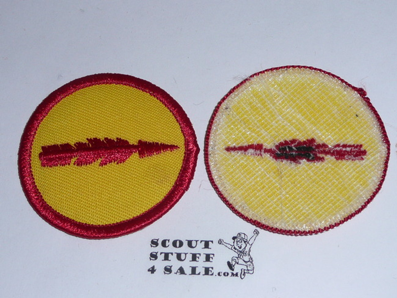 Blazing Arrow Patrol Medallion, Yellow Twill with plastic back, 1972-1989