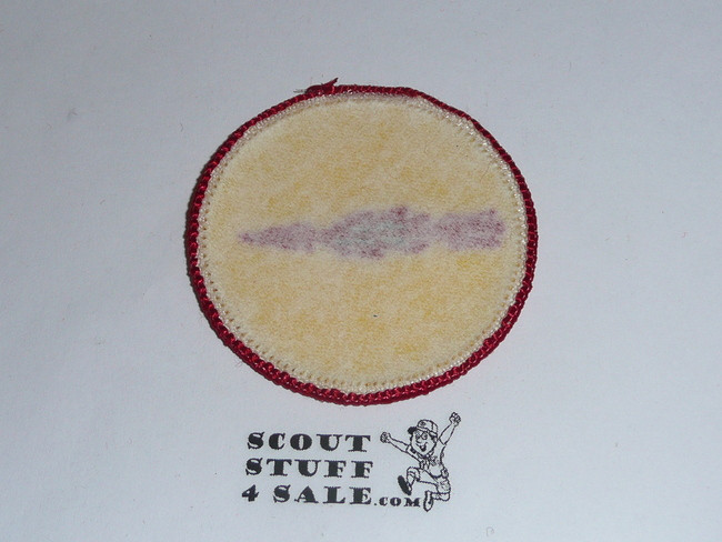 Blazing Arrow Patrol Medallion, Yellow Twill with paper back, 1972-1989