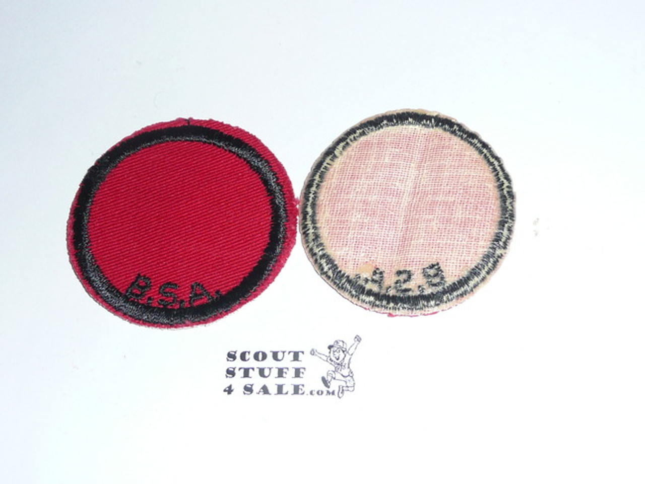 Blank Patrol Medallion, Red Twill with gum back, 1955-1971