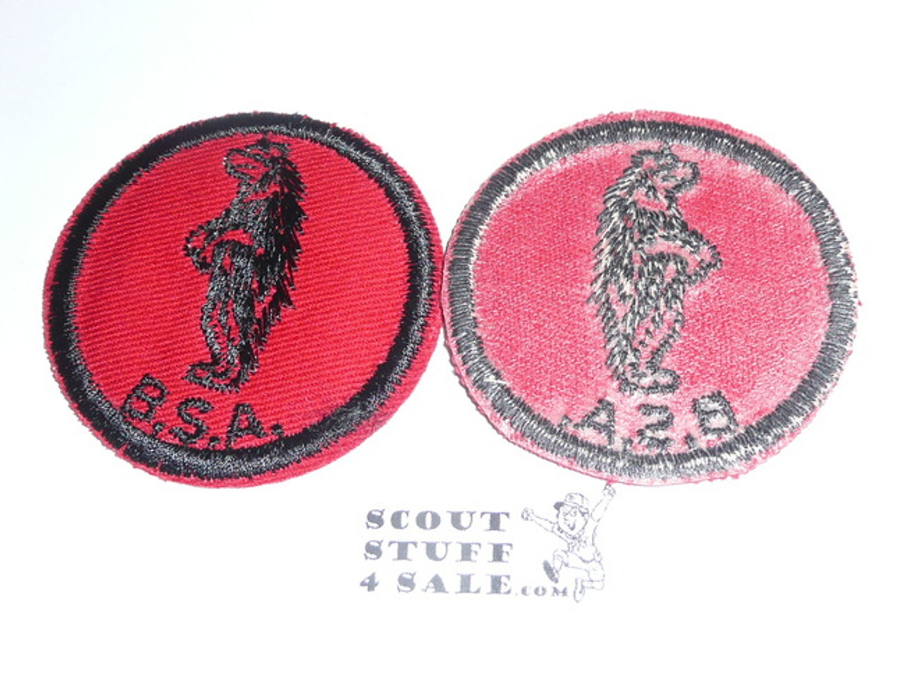 Black Bear Patrol Medallion, Red Twill with red rubber backing, 1955-1971